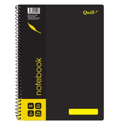 QUILL NOTEBOOK 70GSM A4 120 PAGES BLACK