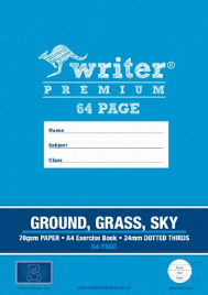 64 PAGE A4 EXERCISE BOOK GROUND / GRASS / SKY 24MM DOTTED THIRDS 