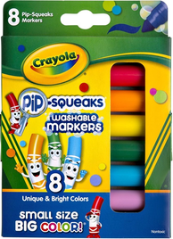 CRAYOLA WASHABLE MARKERS BOX 8 PIP SQUEAKS