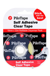 TAPE TRANSPARENT CLEAR 18MM x 33M WITH DISPENSER