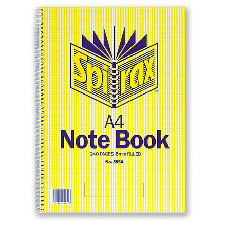 A4 NOTEBOOK SPIRAX 595A 240 PAGE 7MM