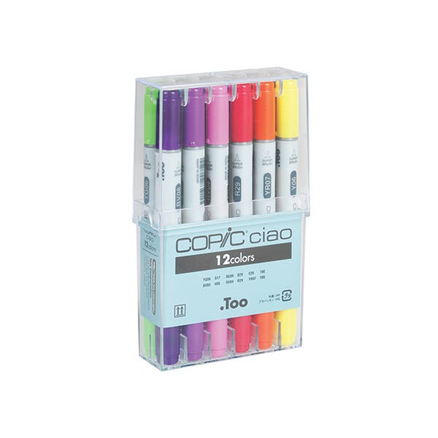 COPIC CIAO MARKER ASSORTED COLOUR BASICS SET OF 12