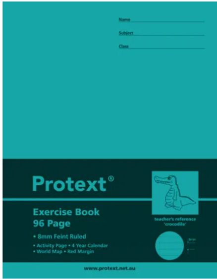 96 PAGE EXERCISE BOOK 225 x 175MM 8MM RULED POLYPROPYLENE COVER