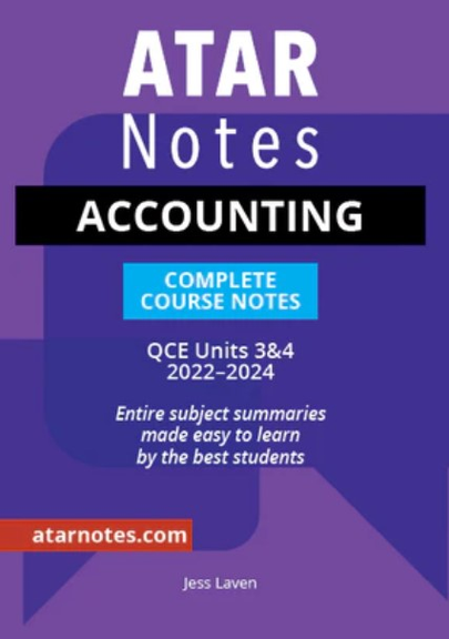 ATAR NOTES QUEENSLAND (QCE): ACCOUNTING 3&4 NOTES (2022-2024)