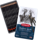 12 GRAPHIC DERWENT PENCILS 6B-4H (MEDIUM)