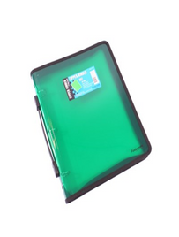 3 'O' RING BINDER A4 25MM WITH ZIPPER WITH HANDLE (GREEN)