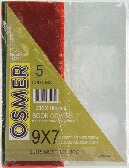 EXERCISE BOOK COVERS (SMALL 230 X 185MM - PACK OF 5)
