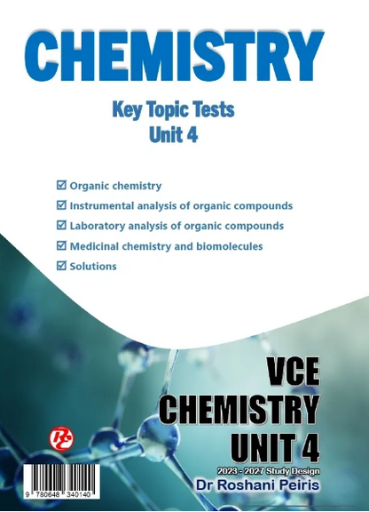 ROSCHEM VCE CHEMISTRY KEY TOPIC TESTS: UNIT 4 WORKBOOK