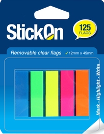 STICK ON FLAGS 12MM X 45MM 5 PADS X 25 SHEETS ASSORTED