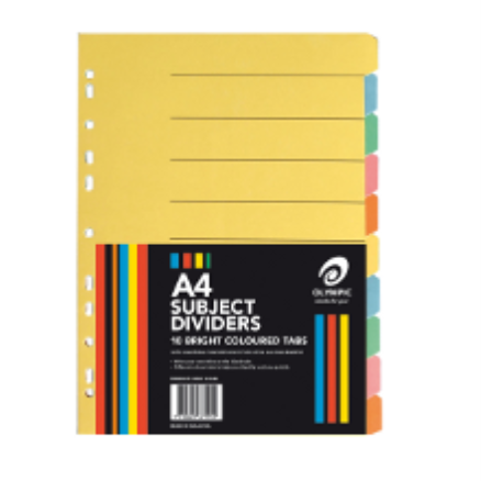 INDICE DIVIDERS A4 10 TAB COLOUR 