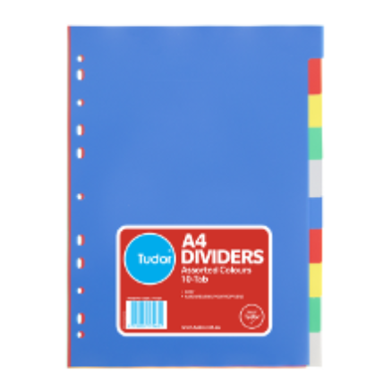 INDICE DIVIDERS A4 PVC 10 TAB COLOUR
